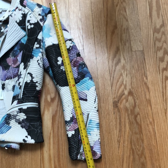 3.1 Phillip Lim Floral print corded moto jacket in white, beige, blue, purple. - Picture 5 of 7